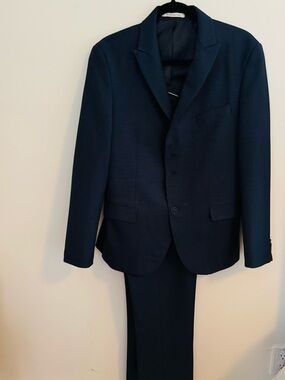 Men's Navy Blue Three Piece Suit - Classic Tailored Blazer & Trousers